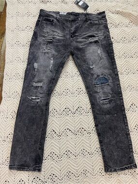 NWT Encrypted NYC  Distressed Wash Skinny Fit Prem Denim Jeans Men's Size 42/34